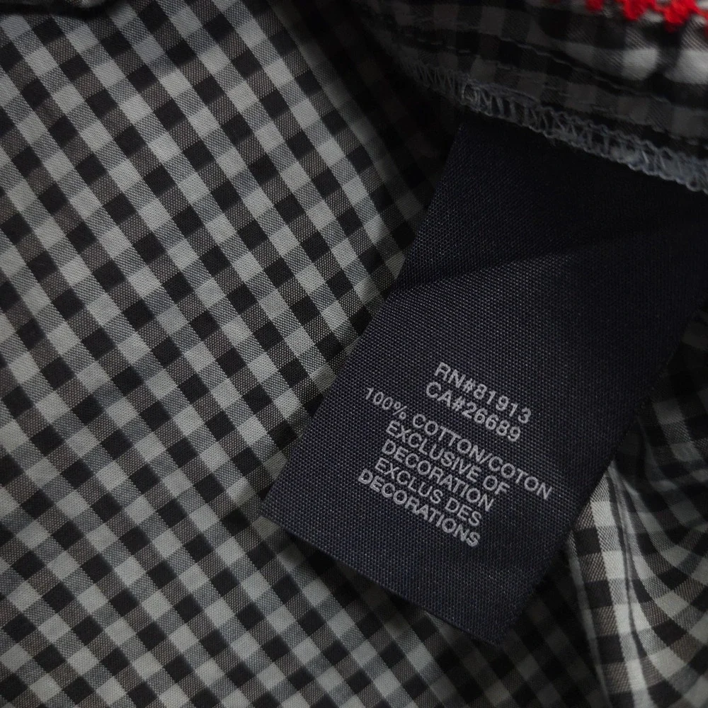 Robert Graham Shirt Mens M Gray Black Gingham Check Long Sleeve Button Up Preppy